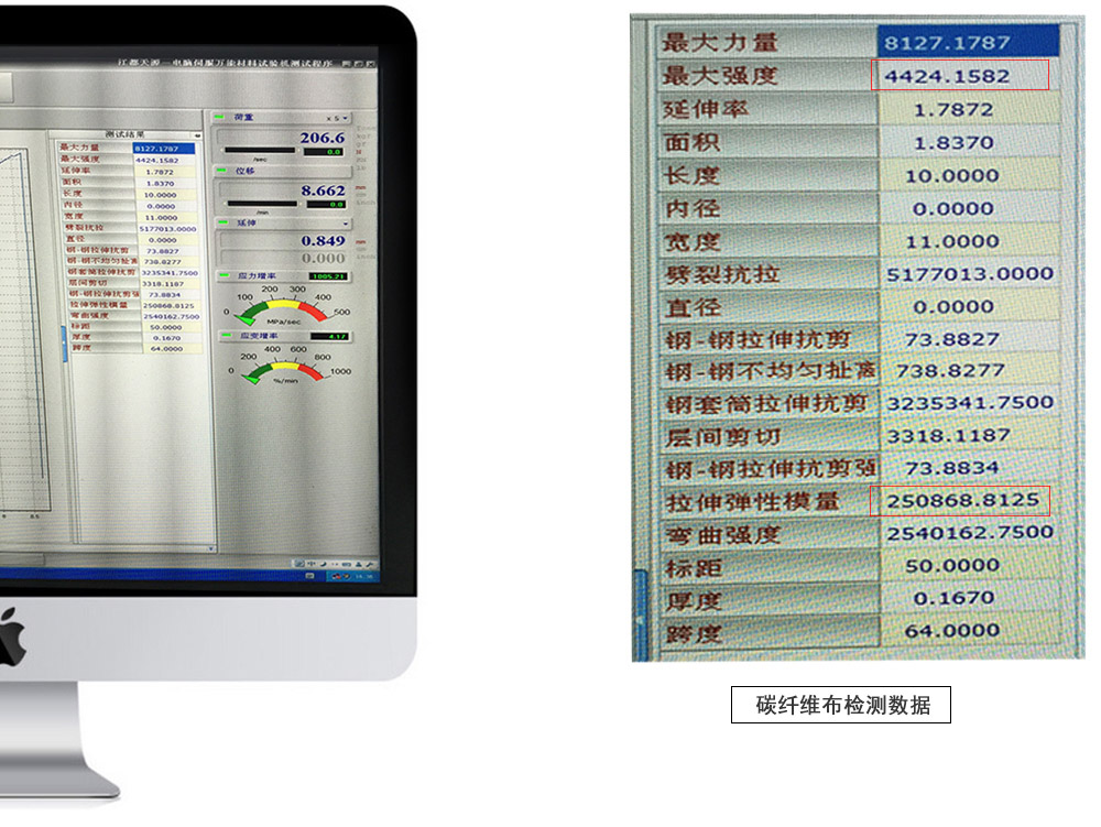 曼卡特此款碳纖維布強度是鋼材的8倍，檢測數據高達4000多兆帕