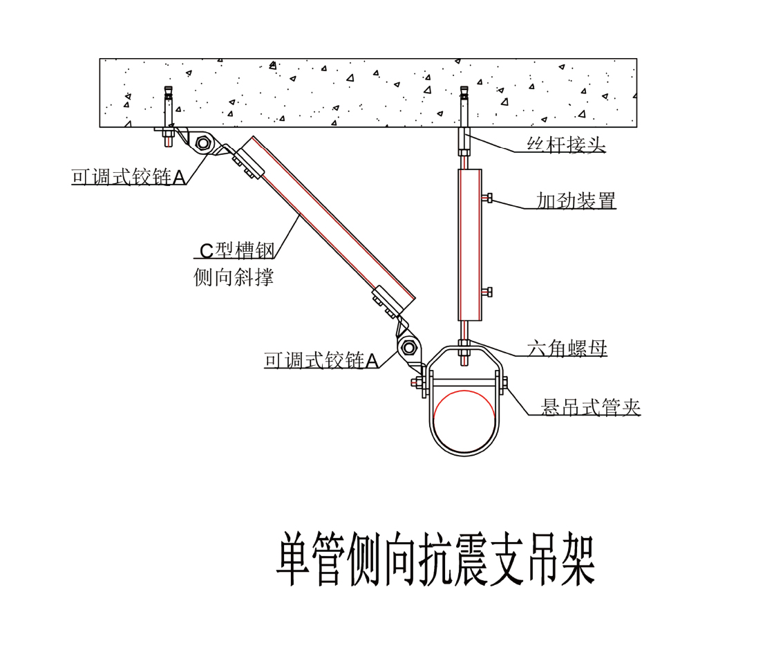 單管側(cè)向抗震支吊架