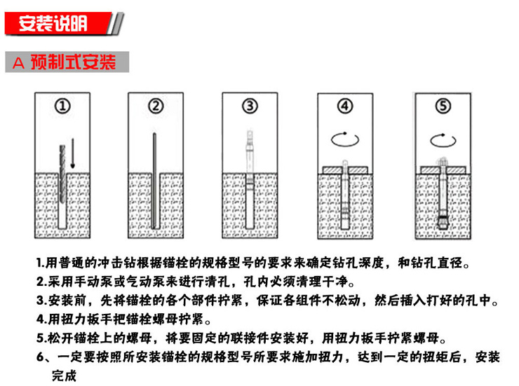 曼卡特自切底機械錨栓安裝說明