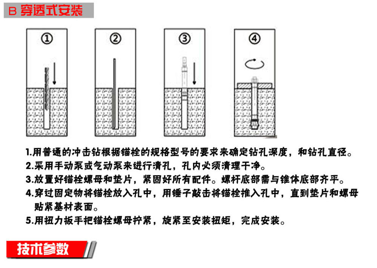 曼卡特自切底機械錨栓技術參數