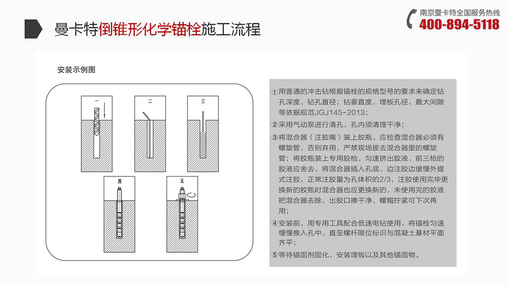 倒錐形化學錨栓_22_曼卡特倒錐形化學錨栓施工流程